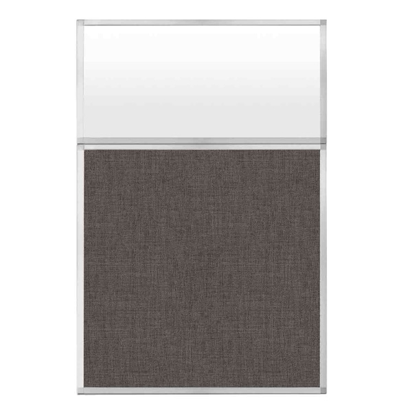 Hush Panel Configurable Cubicle Partition 4' x 6' W/ Window Mocha Fabric Frosted Window